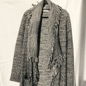 Vince Extra Long Wool Boucle Cardigan Coat